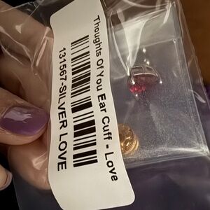 NEW BAR by Alexa Rae Thoughts Of You Silver Ear Cuff with Pink Heart